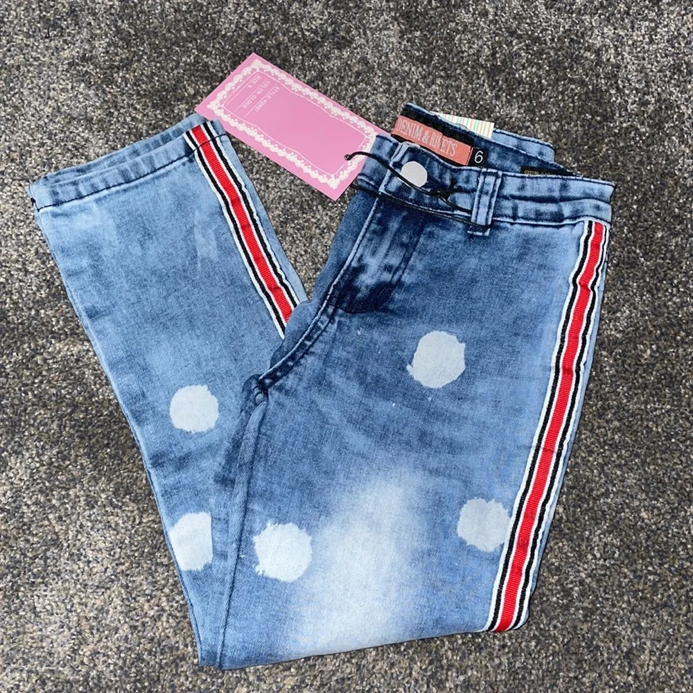 Denim & Rivet Kids Bleached Polka Dot Stripe Denim
